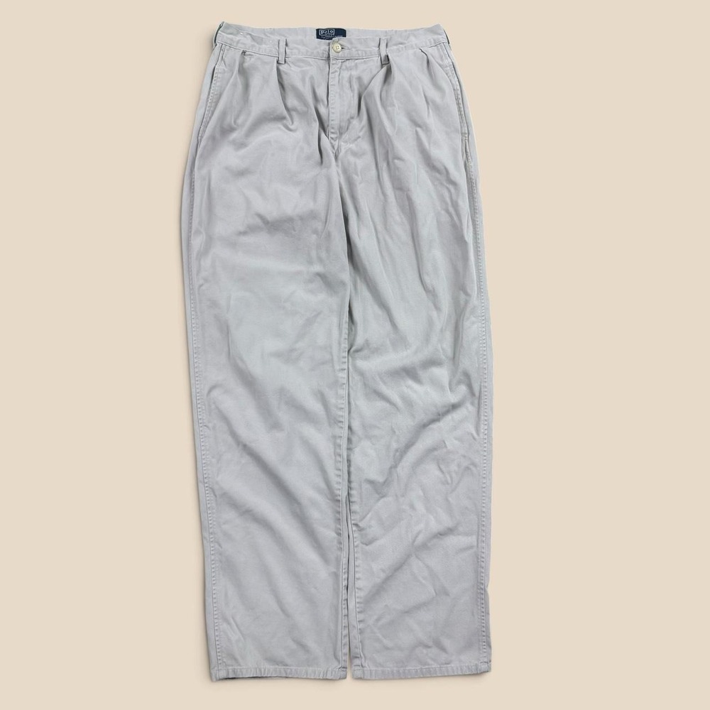 Vintage Polo Ralph Lauren Chinos USA Pleated Pants 34x34 Fit 32x34 Small Mark